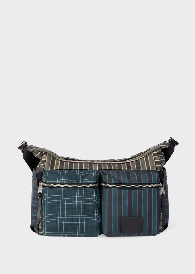 Multicolour Mixed Check and Stripe Cross-Body Bag 1