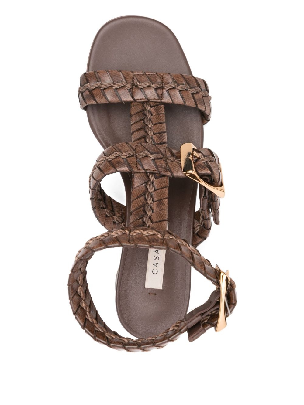 50mm braided leather block-heel heeled sandals - 4
