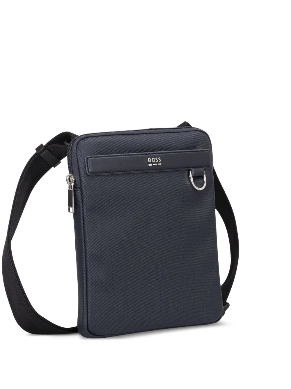 textured zip-fastening messenger bag - 1