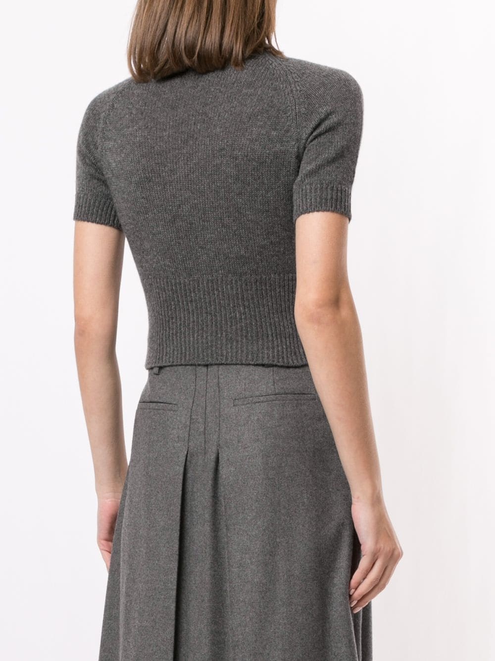 cropped knitted short-sleeve jumper - 4