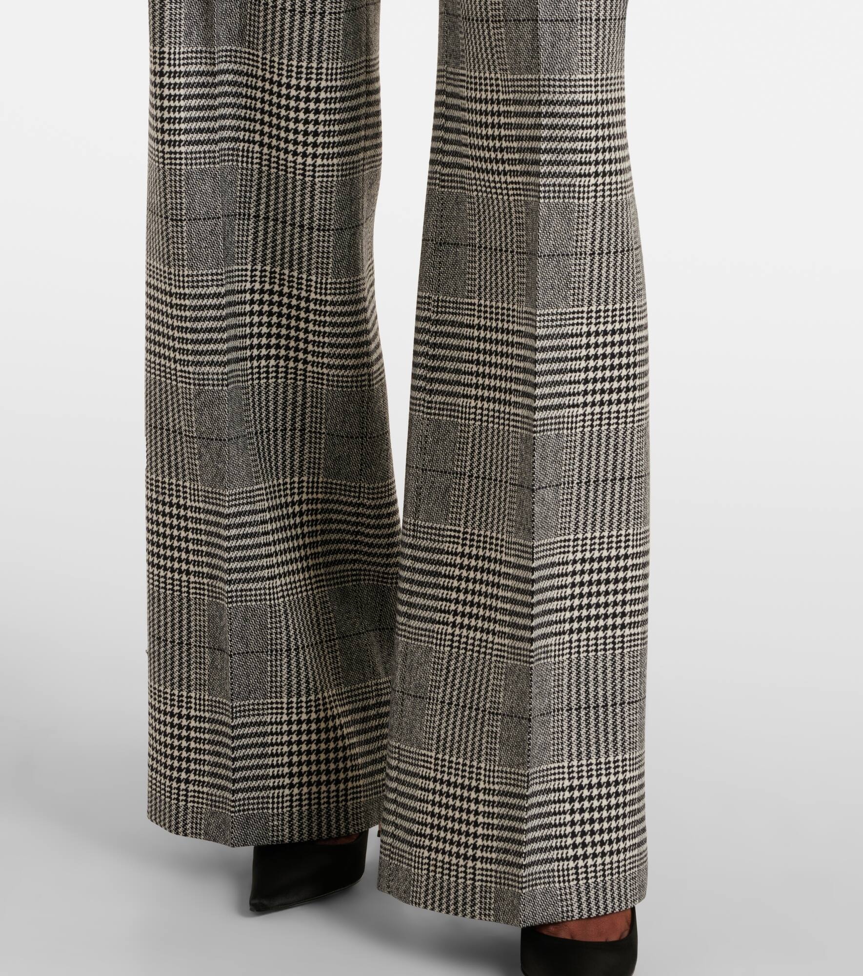 Prince of Wales check wool and cashmere flared pants - 5