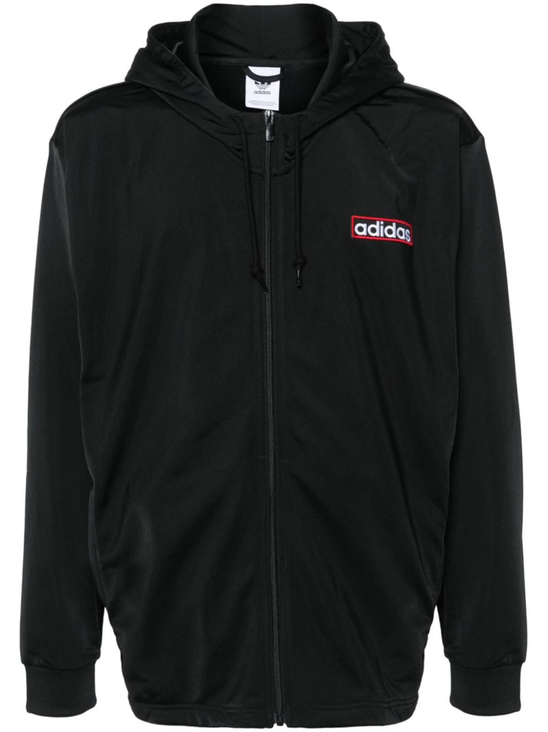 logo-embroidered zipped hoodie 1