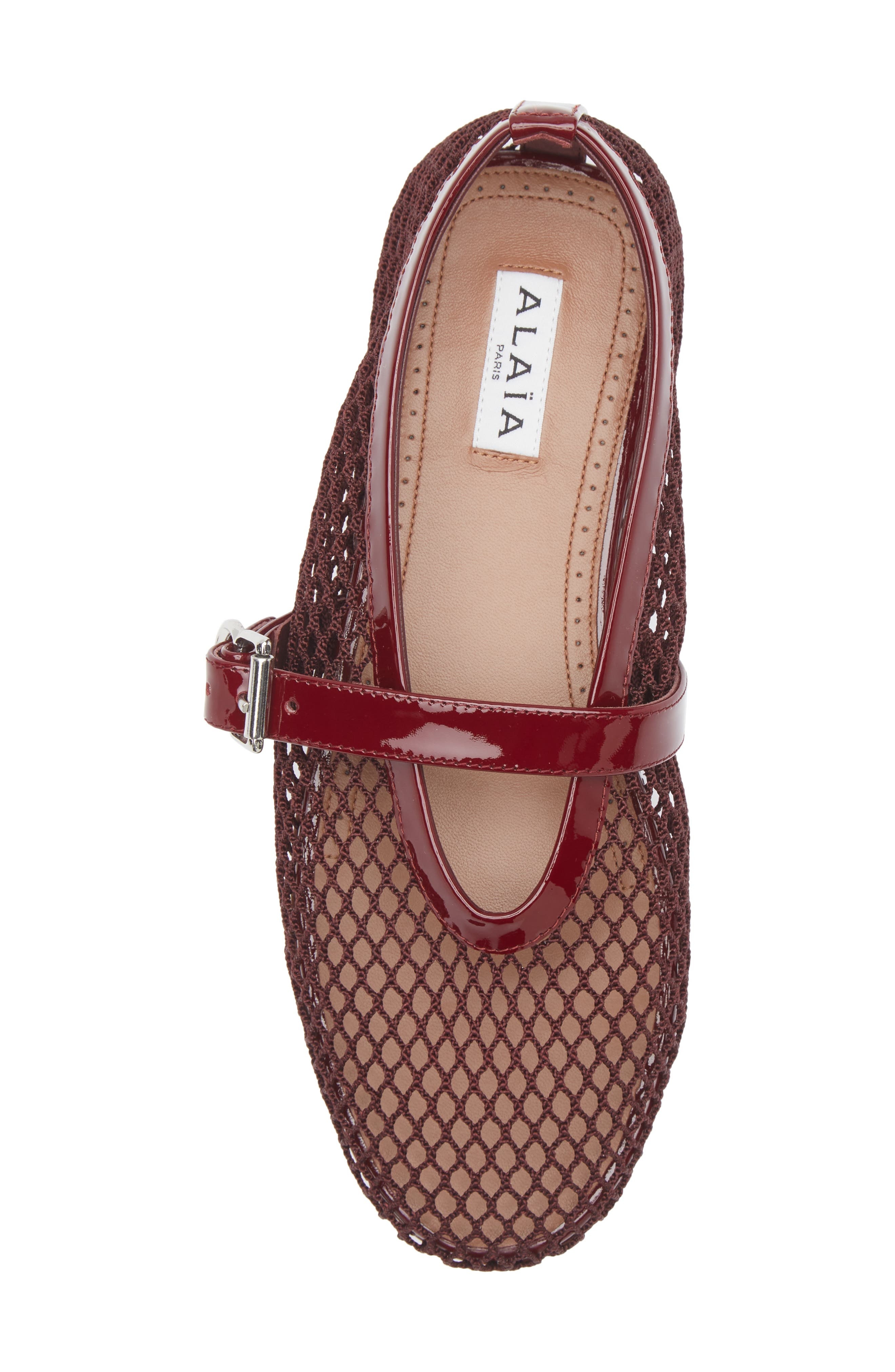 Alaïa Fishnet Ballerina Flat in Rouge Grenat at Nordstrom - 5