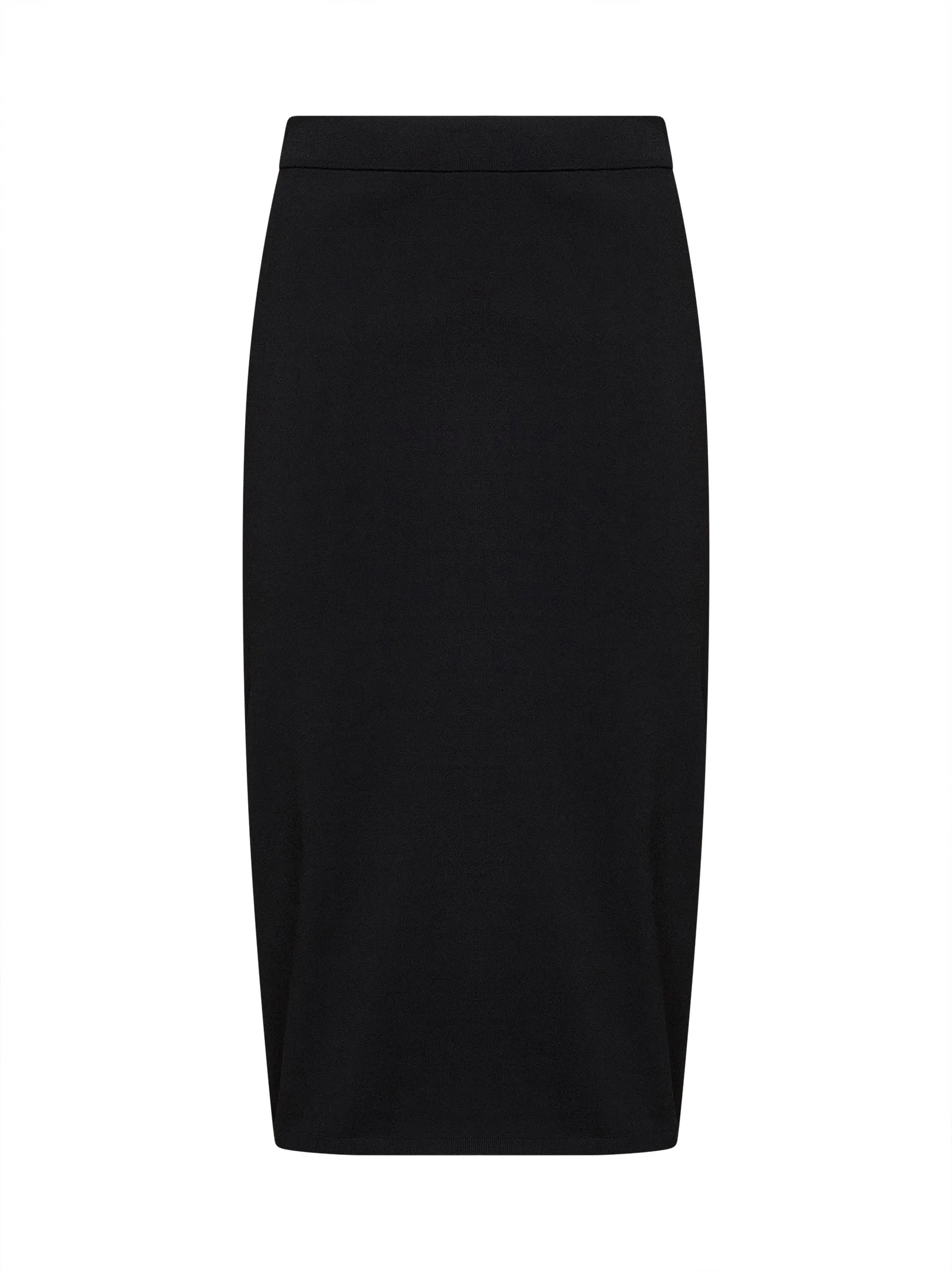 Black stretch knit straight pencil skirt - 1