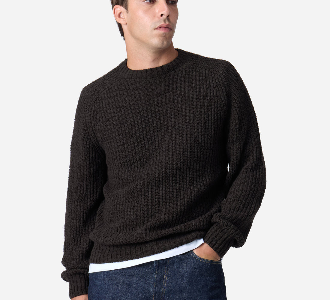 Cotton Crewneck Sweater - Bark Boucle - 3