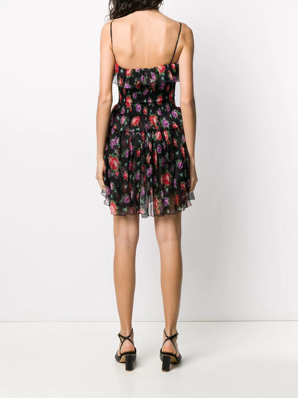 Roses floral-print ruffled dress - 4