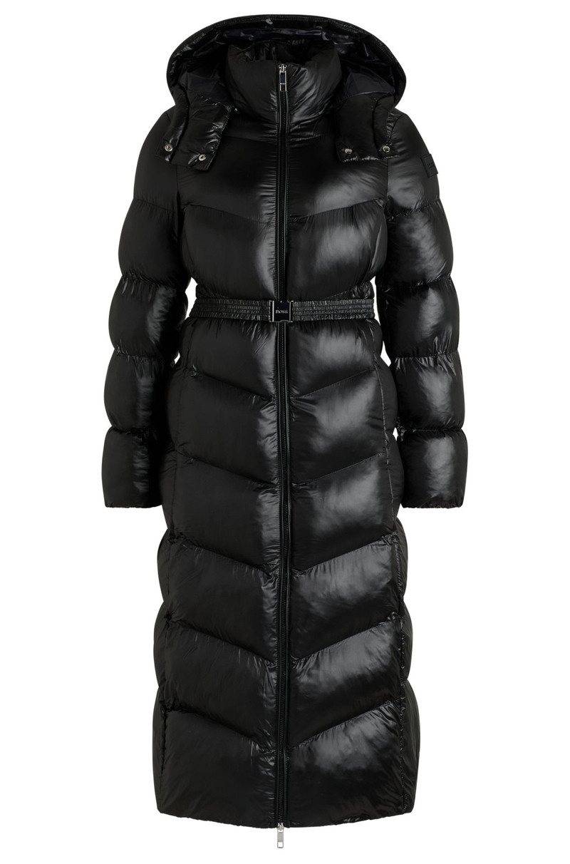 WATER-REPELLENT PUFFER JACKET WITH LOGO BELT 1