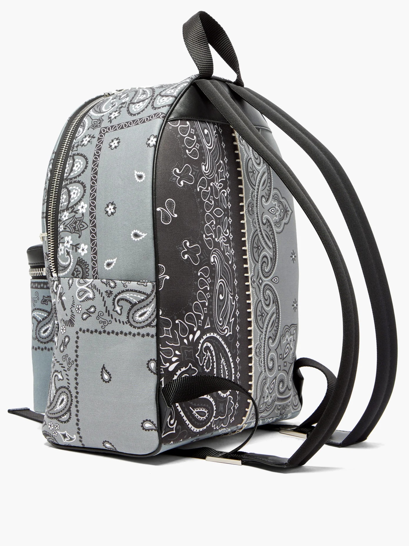 Bandana-print whipstitched cotton-canvas backpack - 4