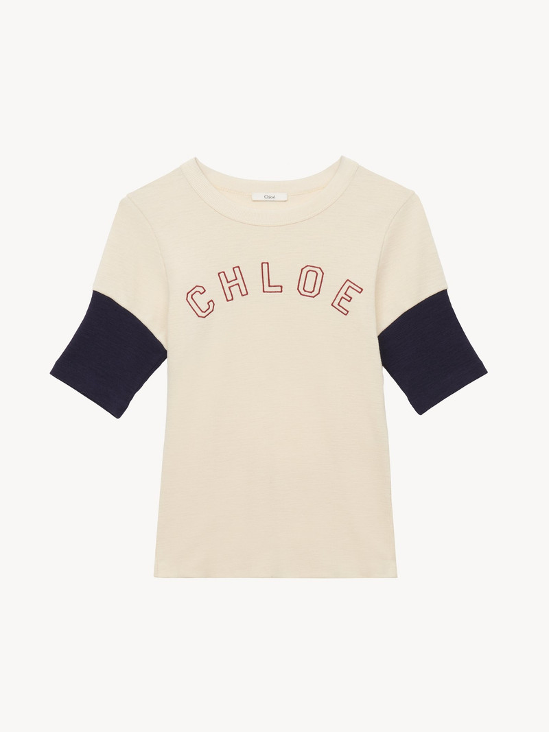 Chloé FITTED LOGO T-SHIRT IN FLAMÉ COTTON WOOL outlook