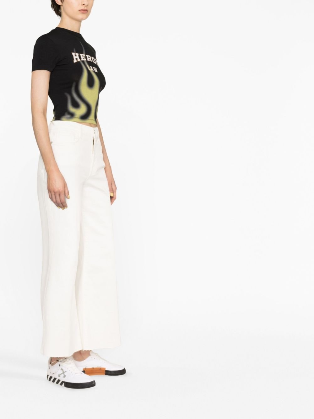 flared cropped cotton jeans - 4