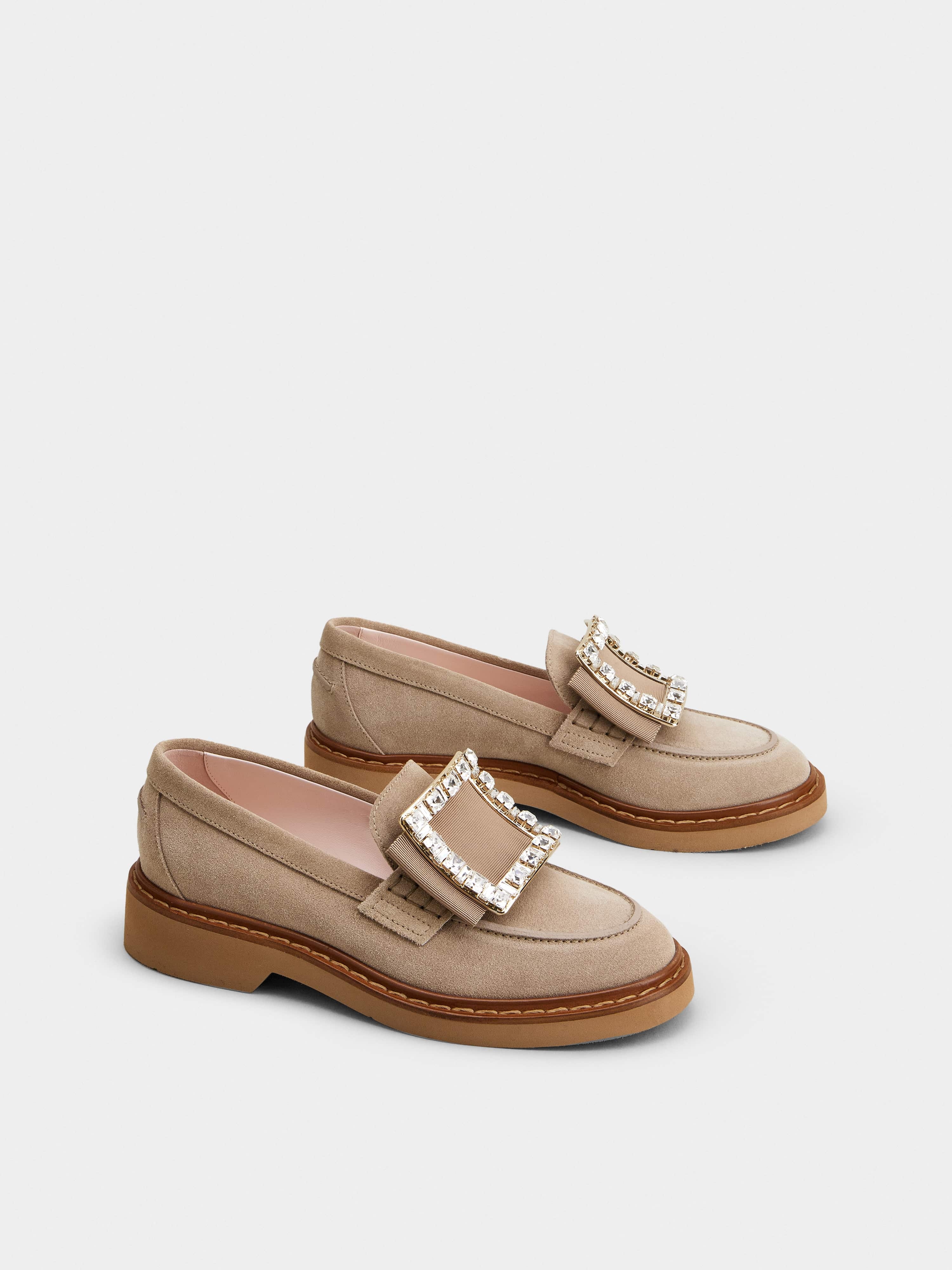 Viv' Rangers Strass Buckle Loafers in Suede - 2