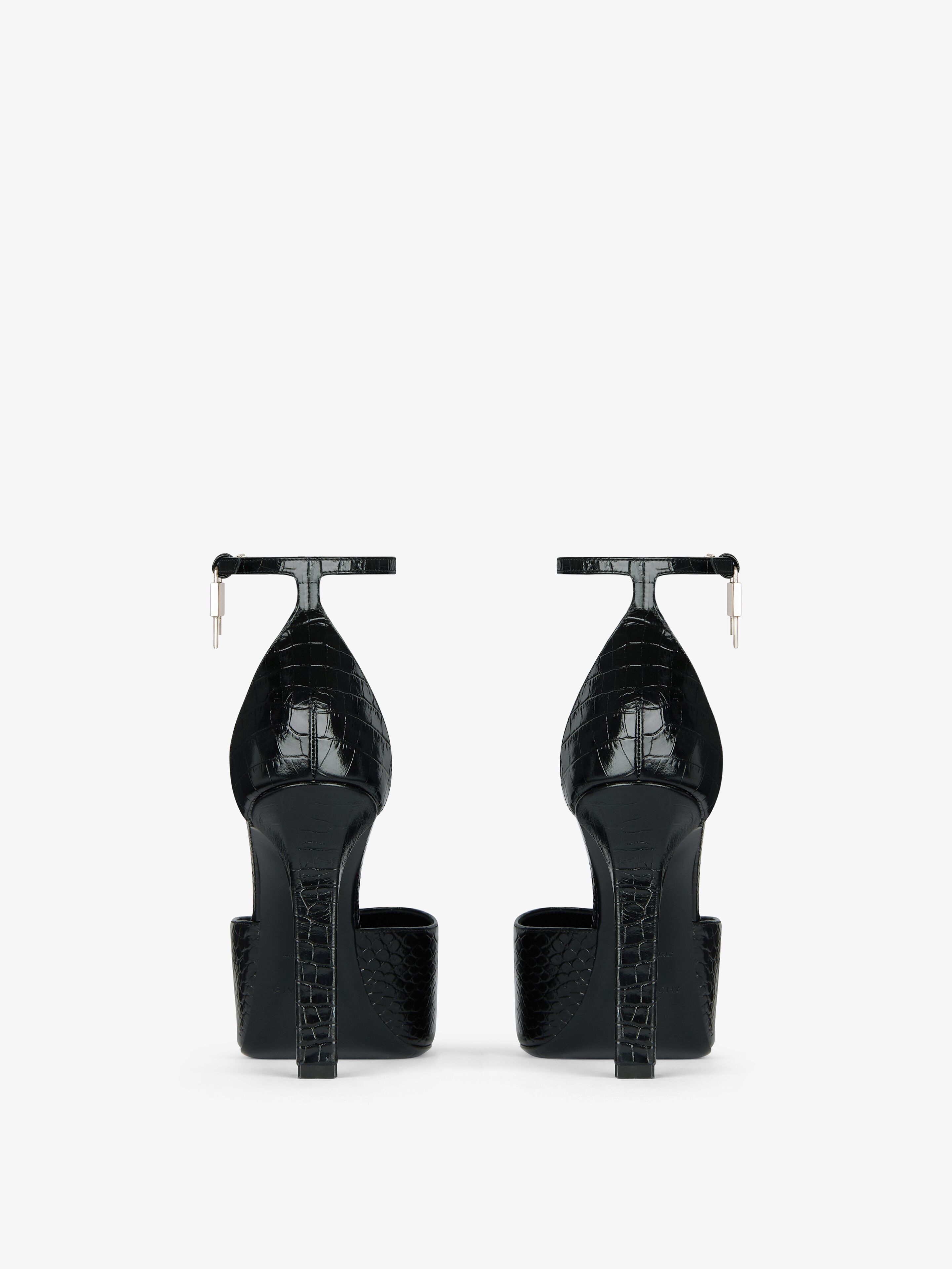 G-LOCK PLATFORM PUMPS IN CROCODILE EFFECT LEATHER - 8