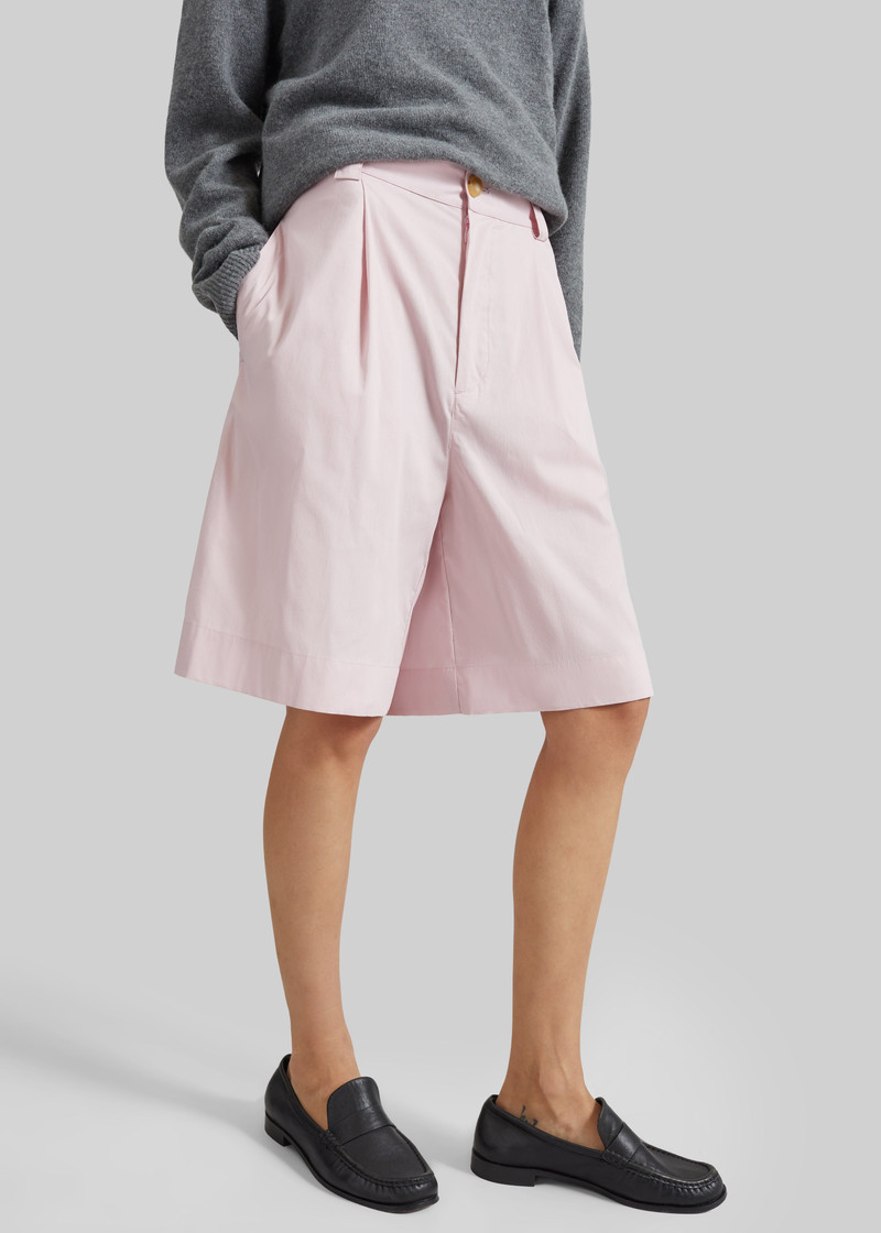 Darkpark Danielle Light Popeline Wide-Leg Shorts - Pink 1