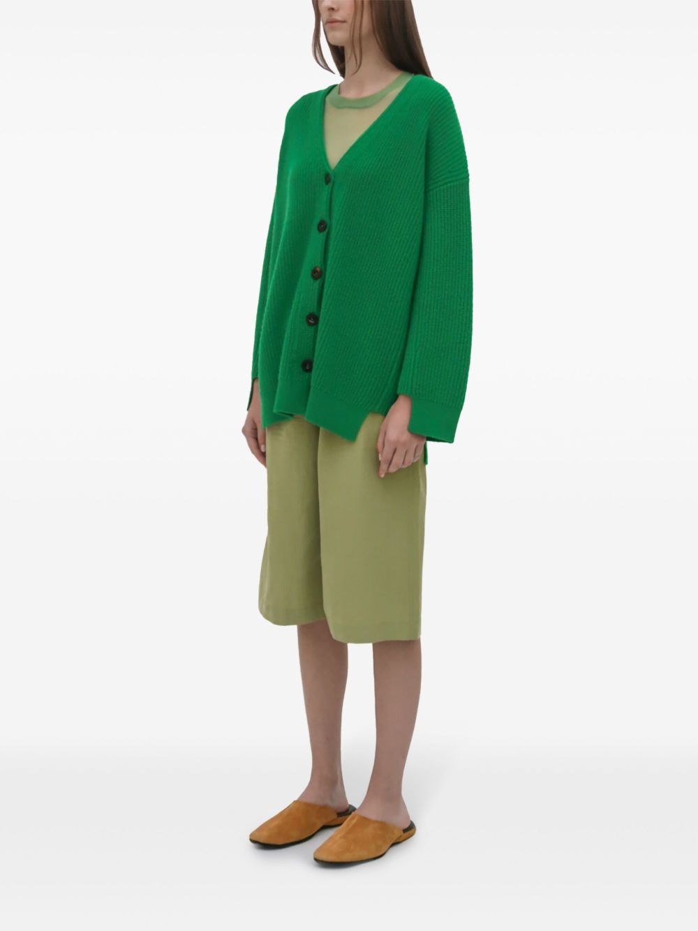 ribbed panelled cardigan - 4
