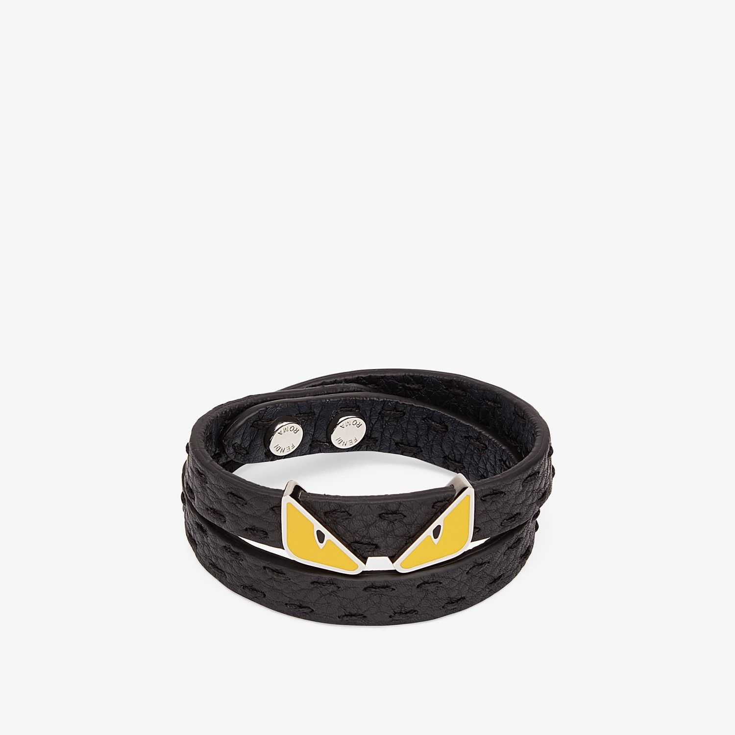 Black and blue leather bracelet - 1