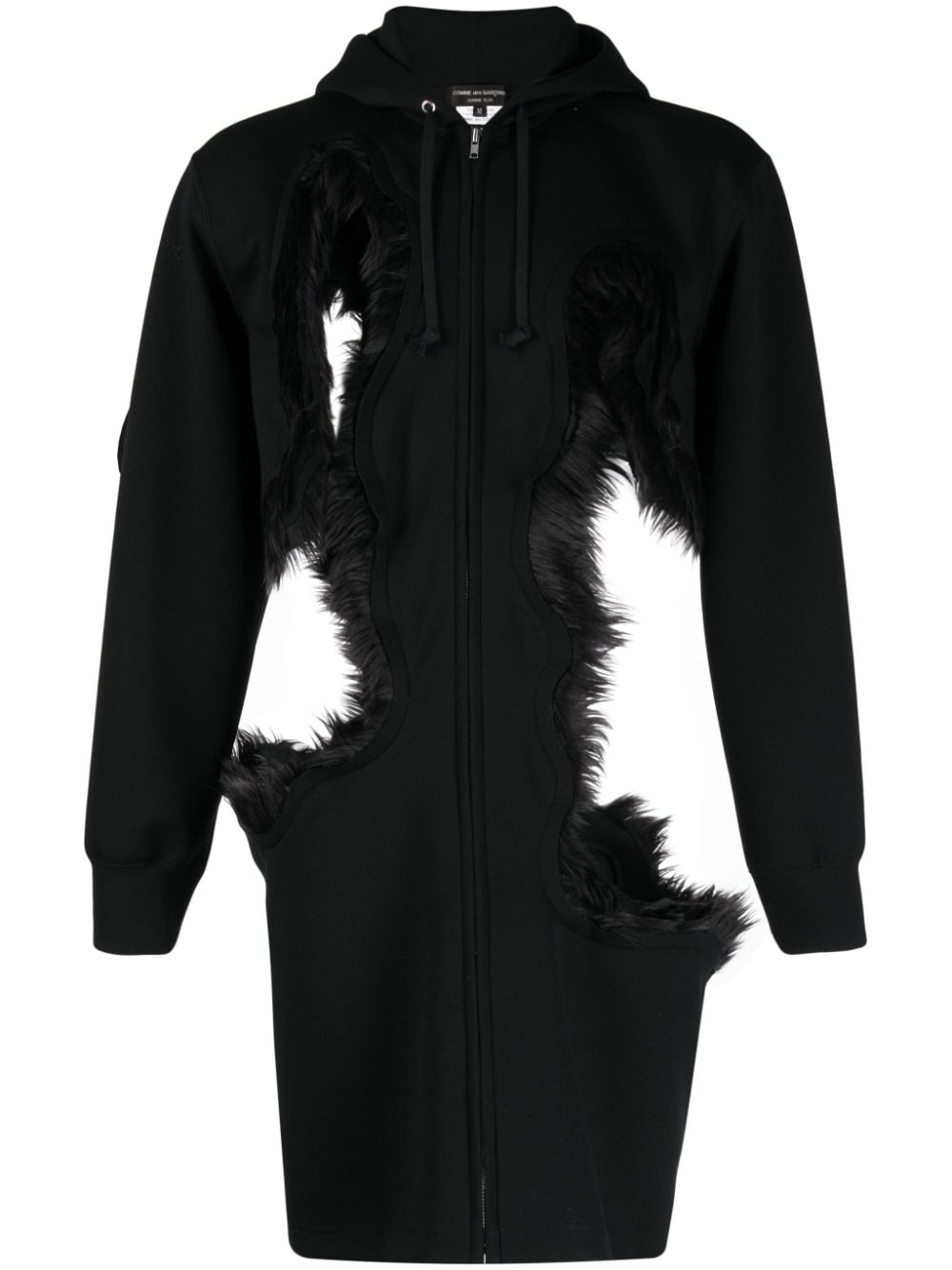 cut-out faux-fur trim hoodie - 1