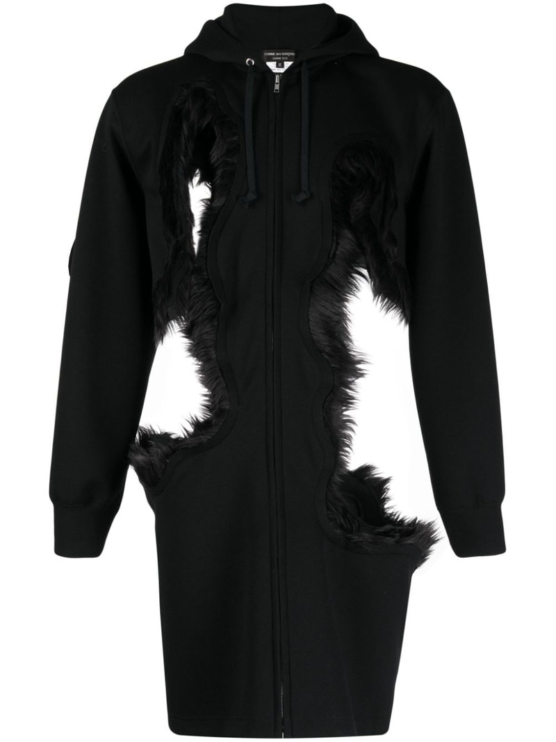 cut-out faux-fur trim hoodie 1