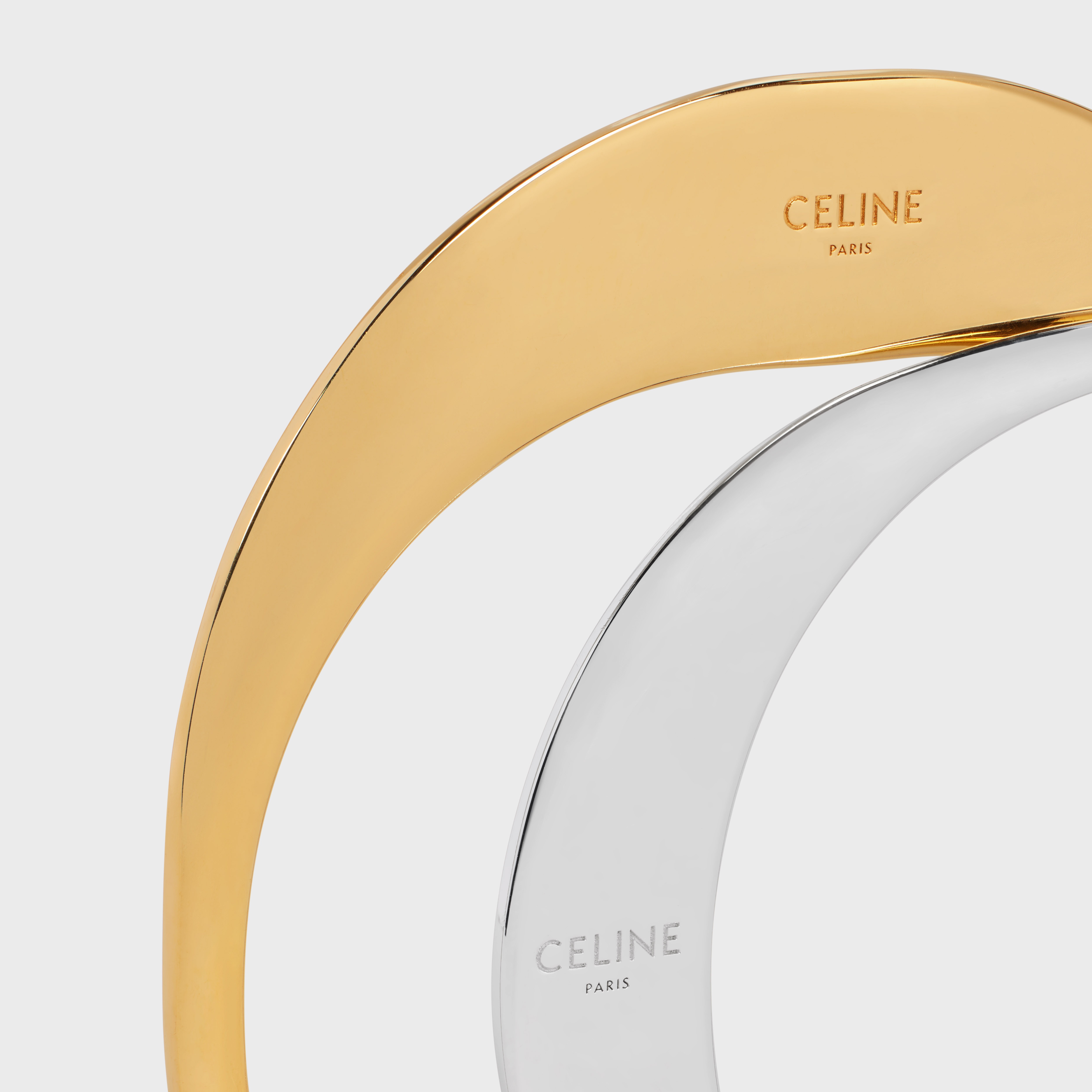 Formes Abstraites Set of 2 Cuffs in Brass with Gold and Rhodium Finish - 4
