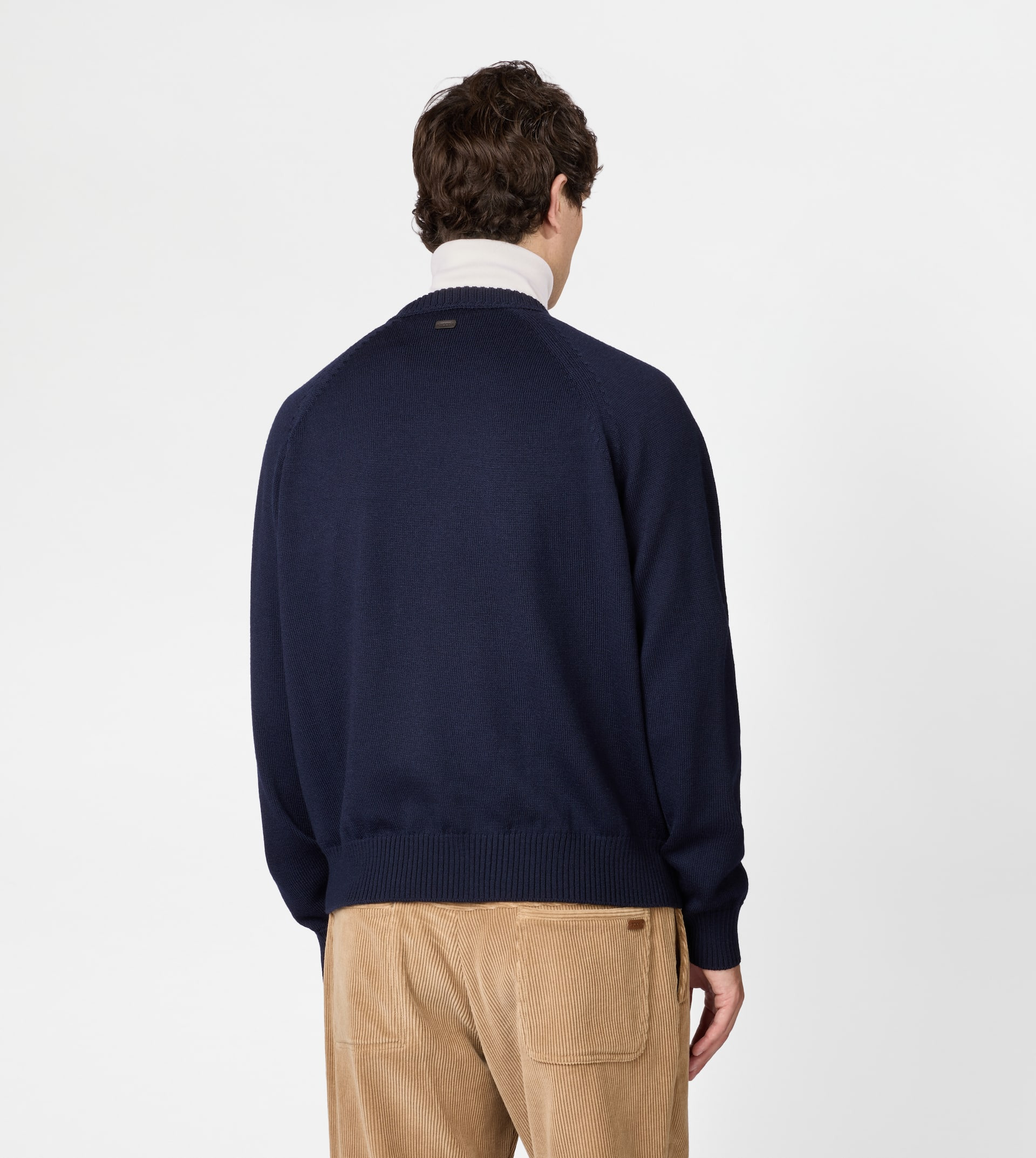 ROUND-NECK PULLOVER IN MERINO WOOL - BLUE - 4