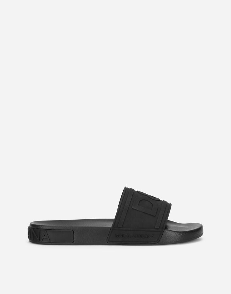 Rubber beachwear sliders with D&G logo - 1