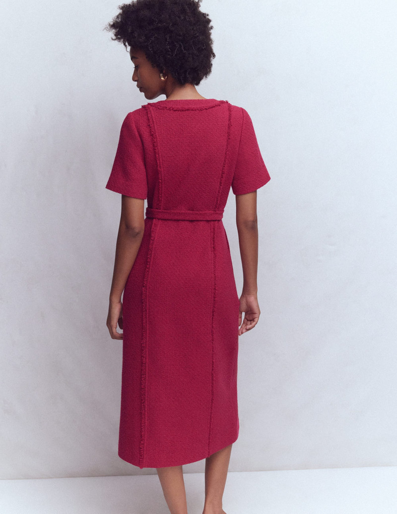 Ruth Zip Texture Dress-Berry 4