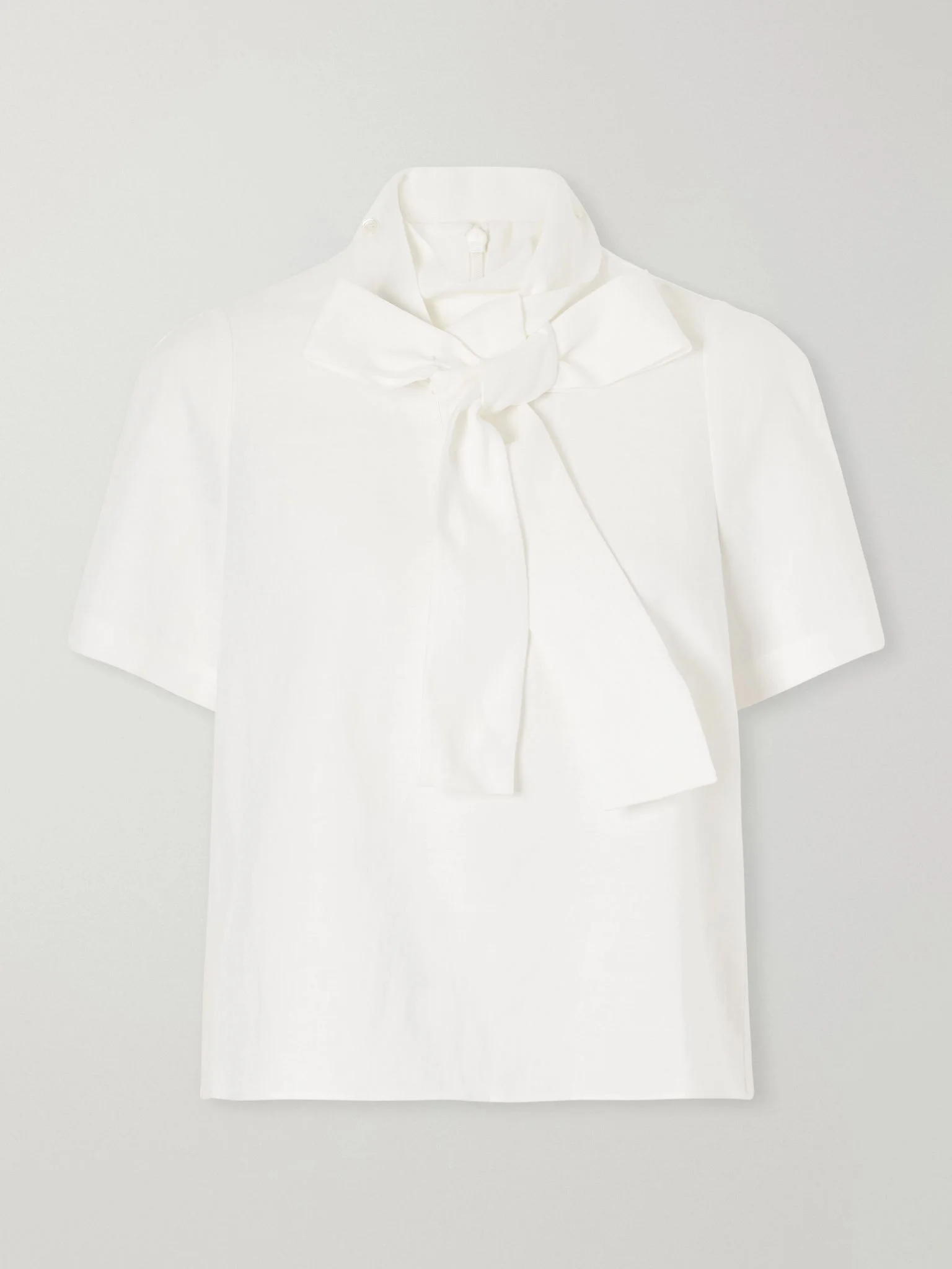 Bow-detailed linen blouse White - 1