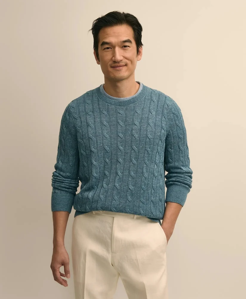 Linen Cable Knit Sweater - 1