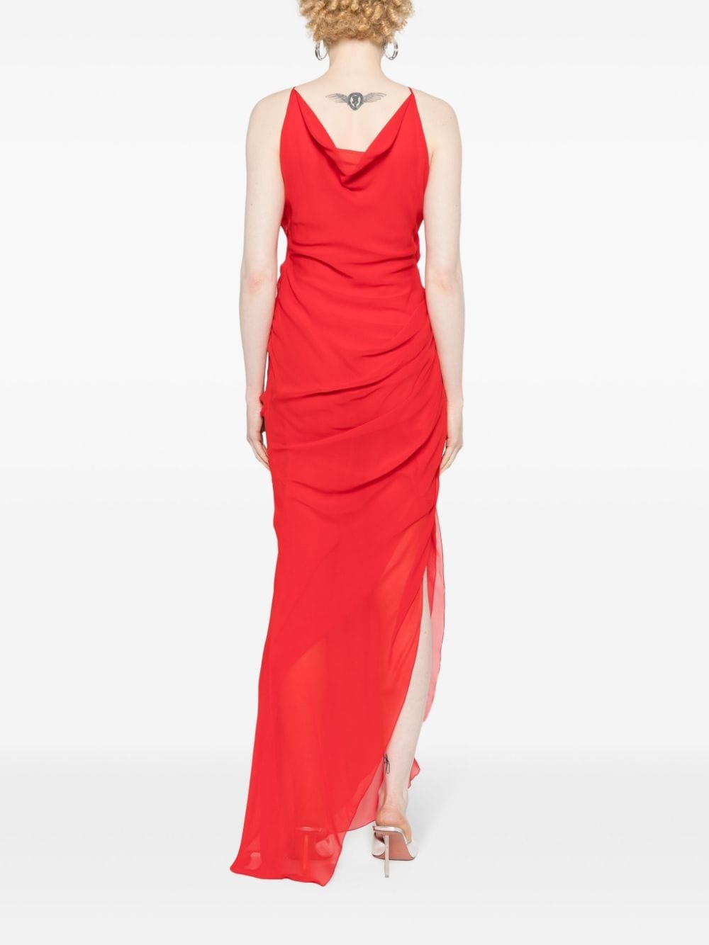 butterfly crepe asymmetric dress - 4