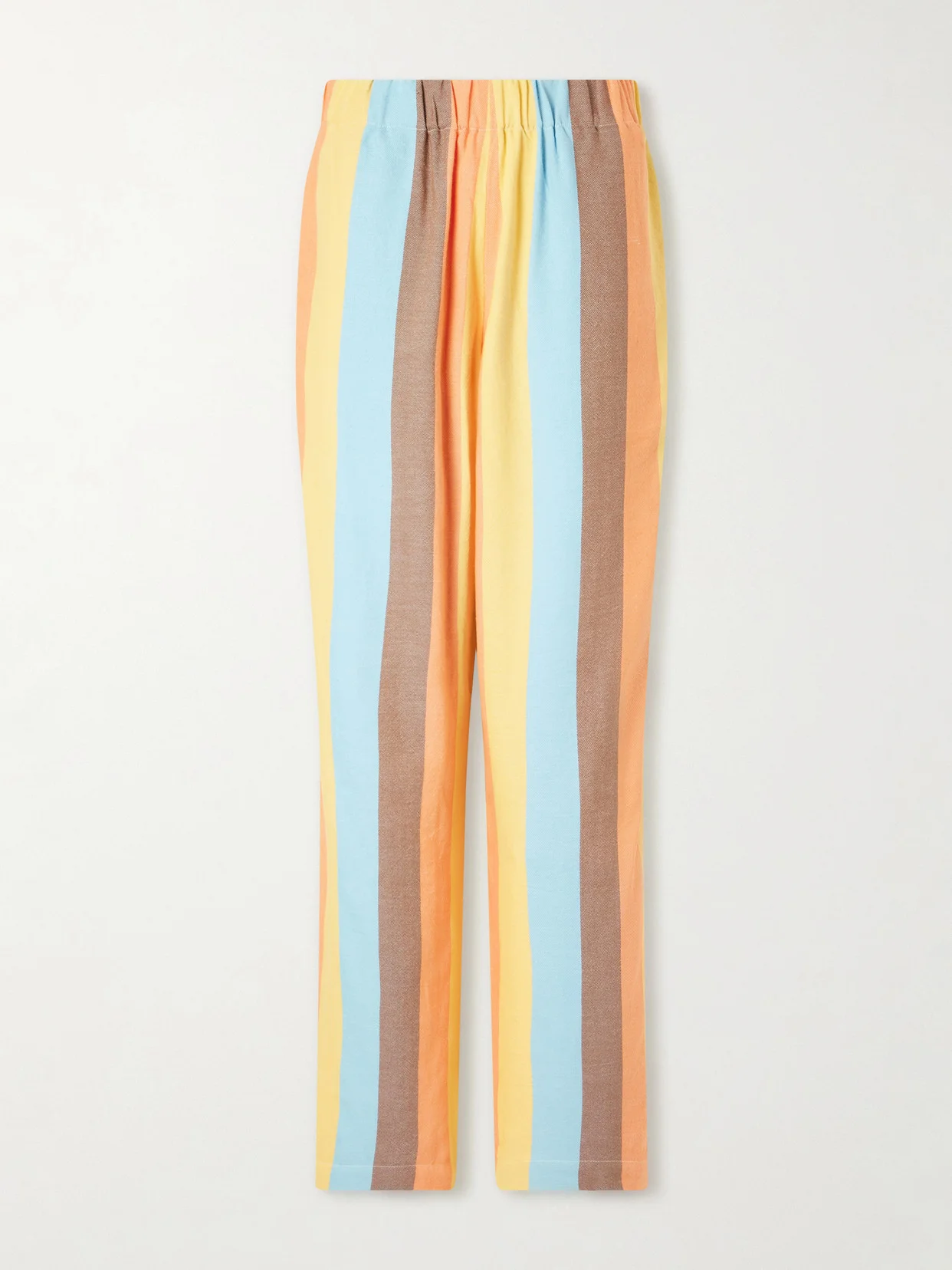 The Palazzo Striped Cotton-blend Straight-leg Pants - 1