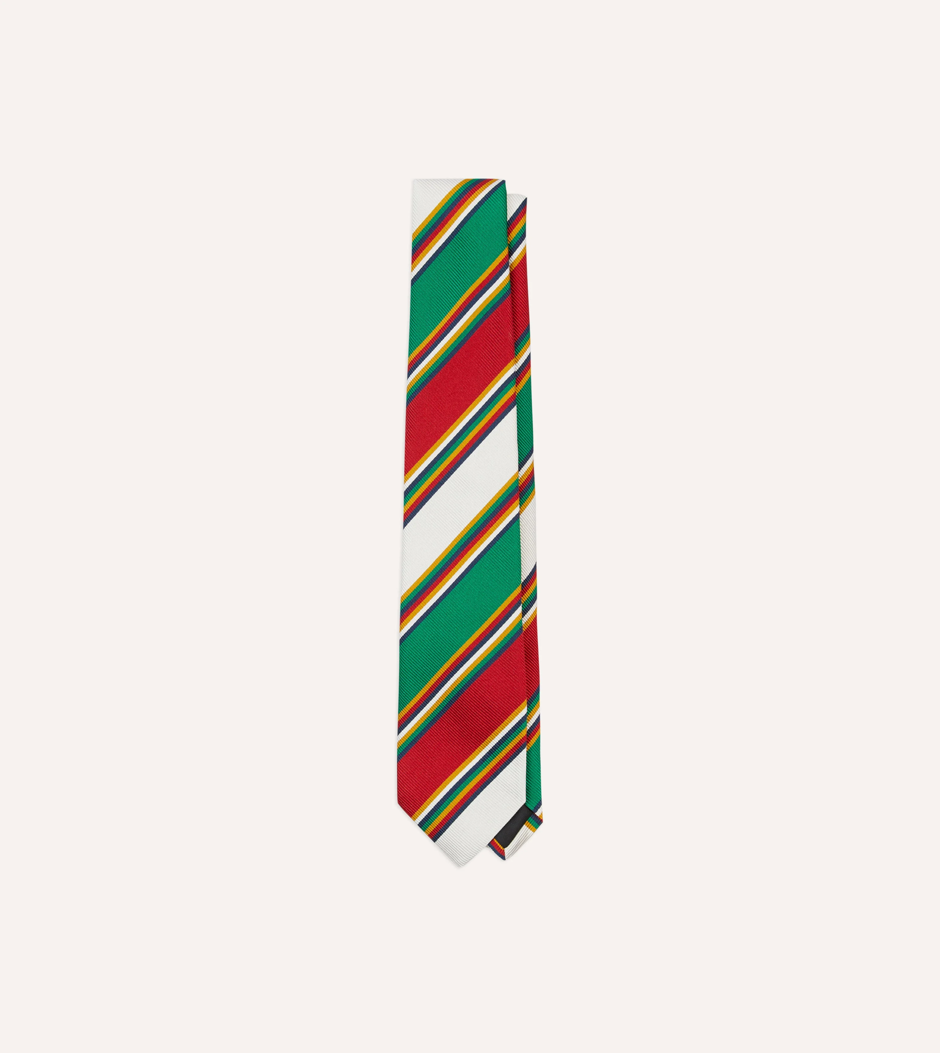 Green, Red and White Stripe Mogador Silk Tipped Tie - 1