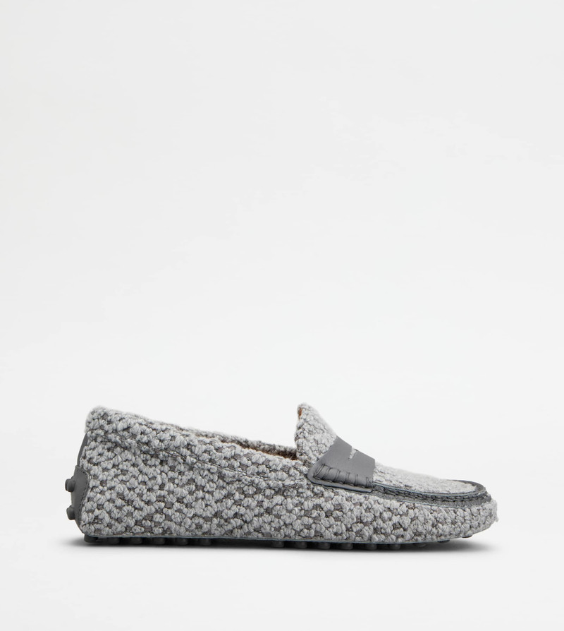 GOMMINO DRIVING SHOES IN FABRIC AND LEATHER - GREY - 1