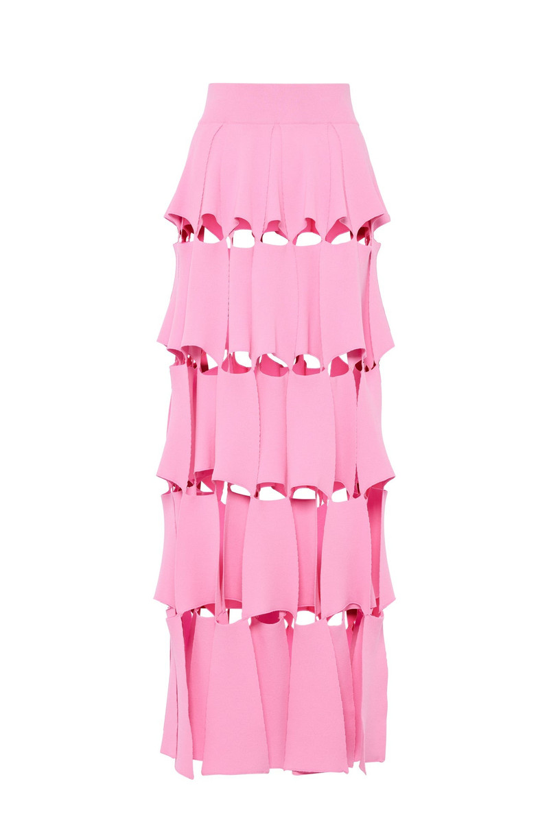 KNITTED MULTI TRAPEZE SKIRT PINK 5