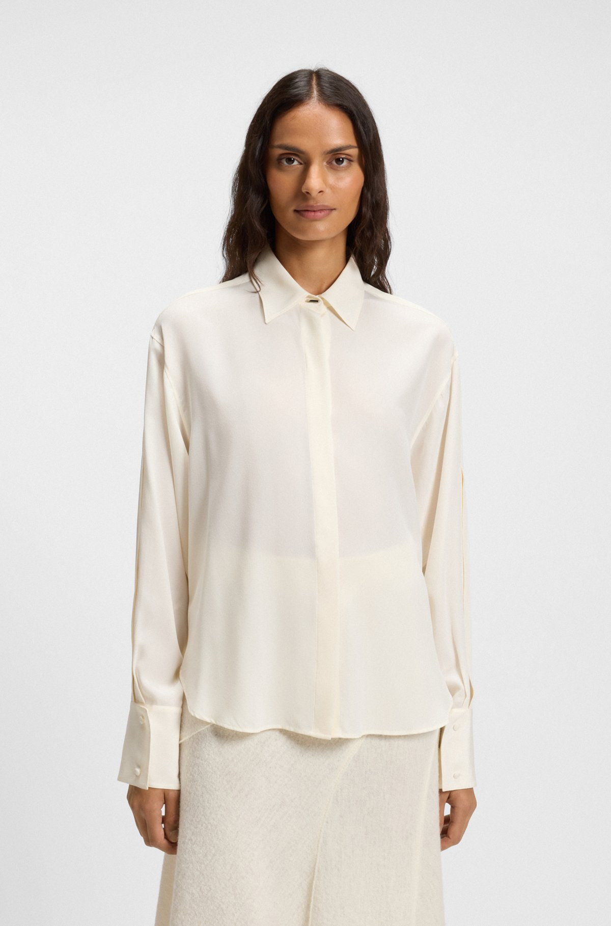 RELAXED-FIT BLOUSE IN SAND-WASHED SILK CHIFFON - 2