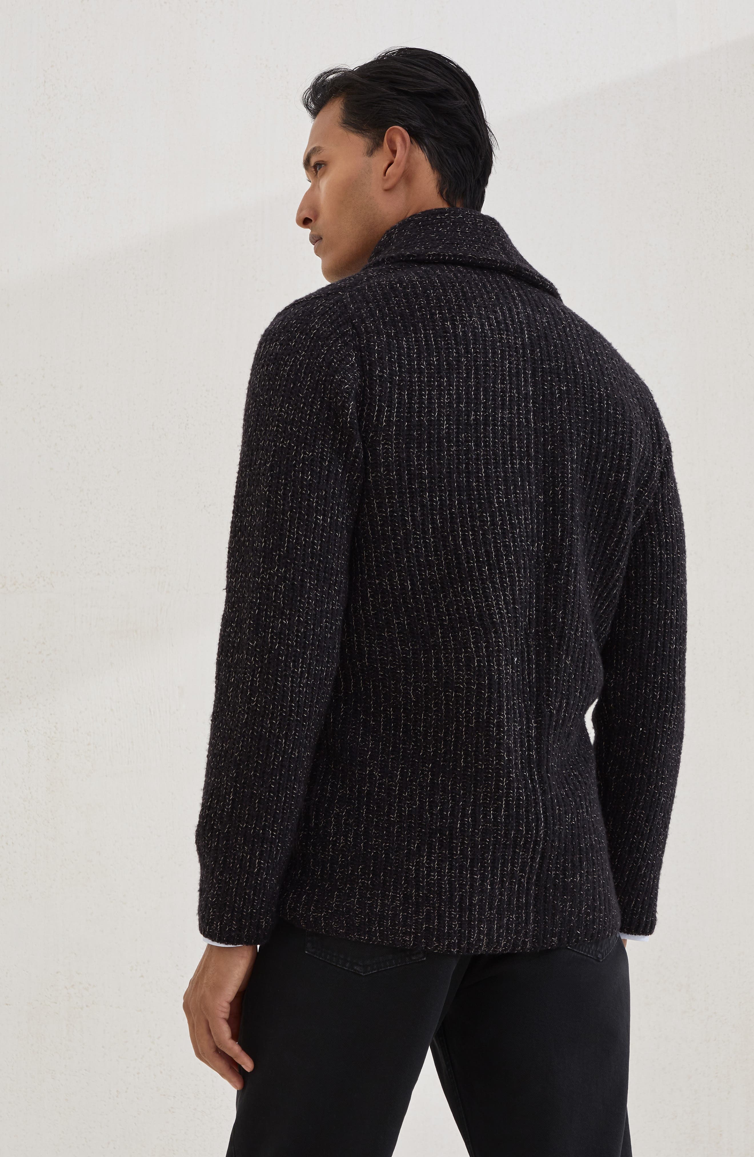 Brunello Cucinelli One-and-a-half breasted cardigan in Black at Nordstrom - 3