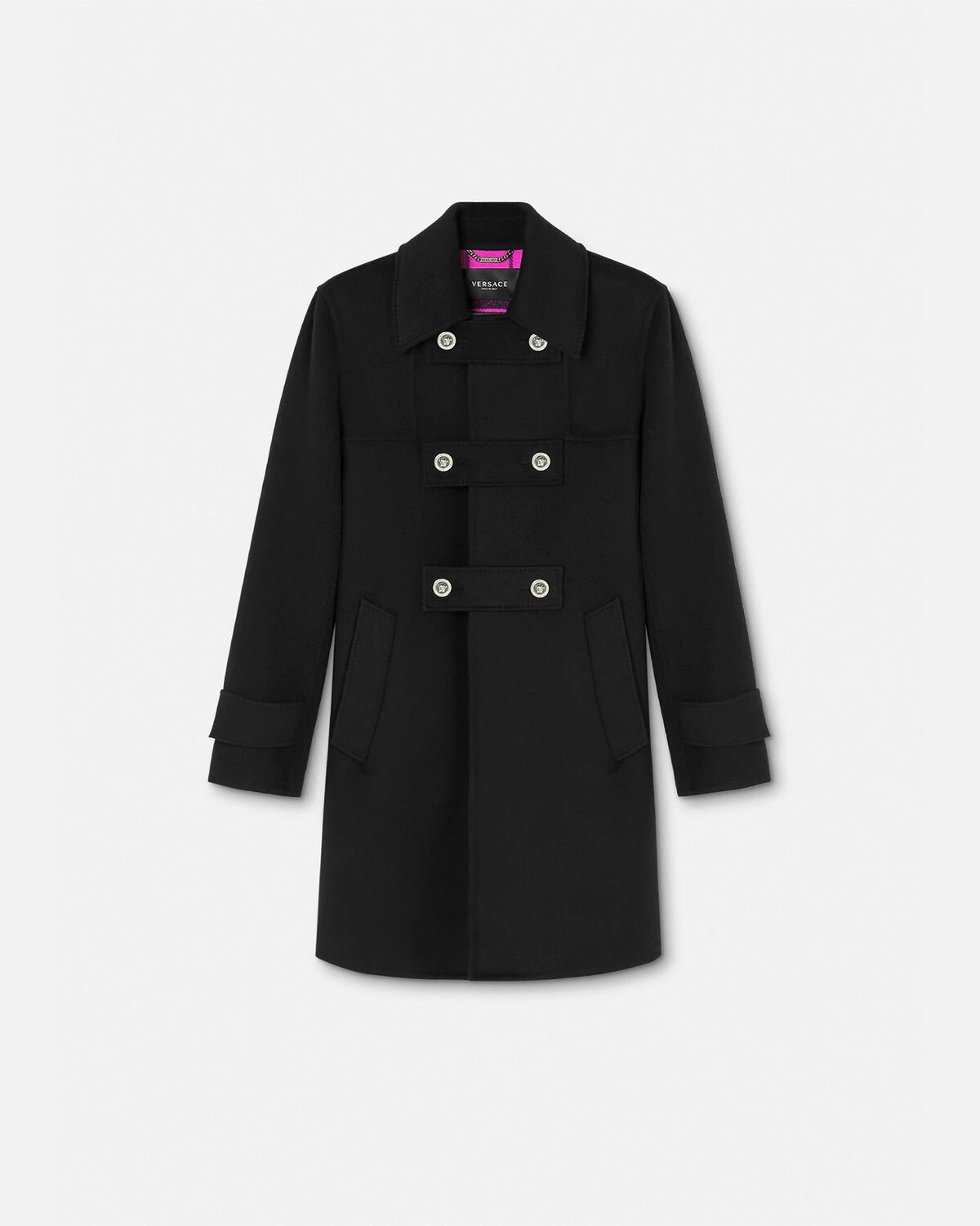 Medusa Checked Double-Breasted Coat - 1