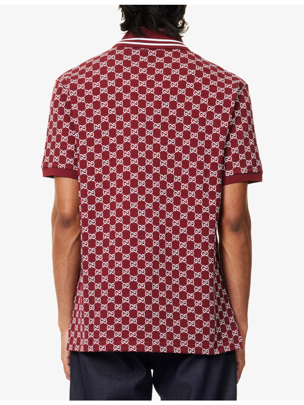 Monogram-Pattern Short-Sleeve Cotton Polo Shirt - 4