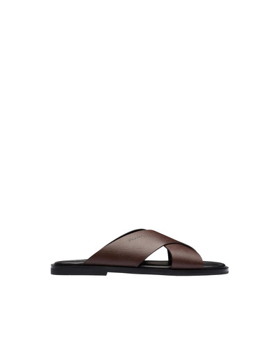 Prada Saffiano Cuir Leather Sandals outlook