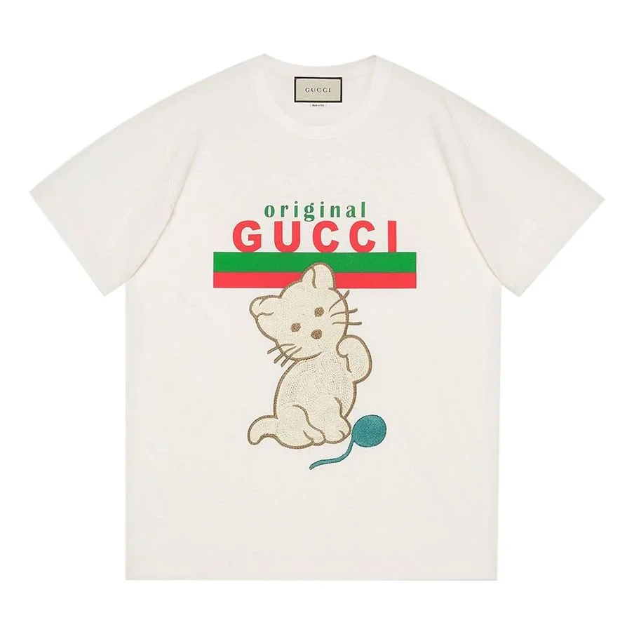 (WMNS) Gucci Cat Sticker Letter For Warm White 615044-XJCRG-9095 - 1