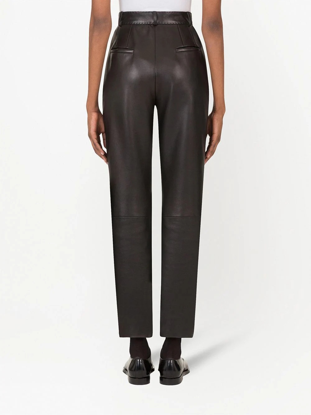 dart-detailing leather trousers - 4