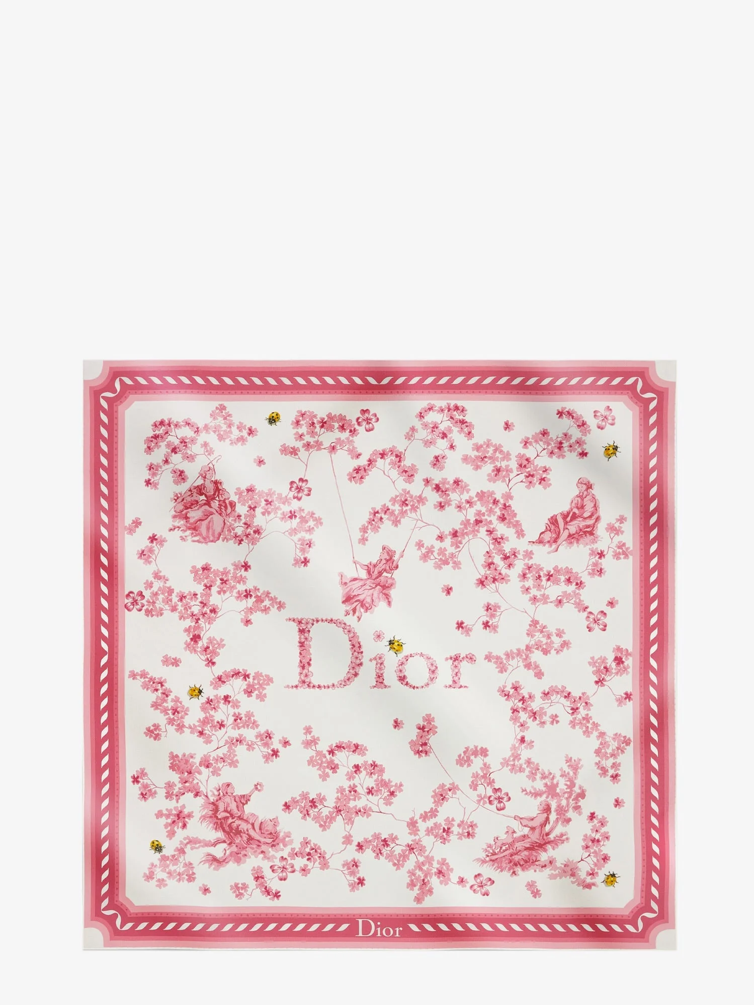 Dior Women Silk Scarf With Toile De Jouy Clover 90 Pattern - 1