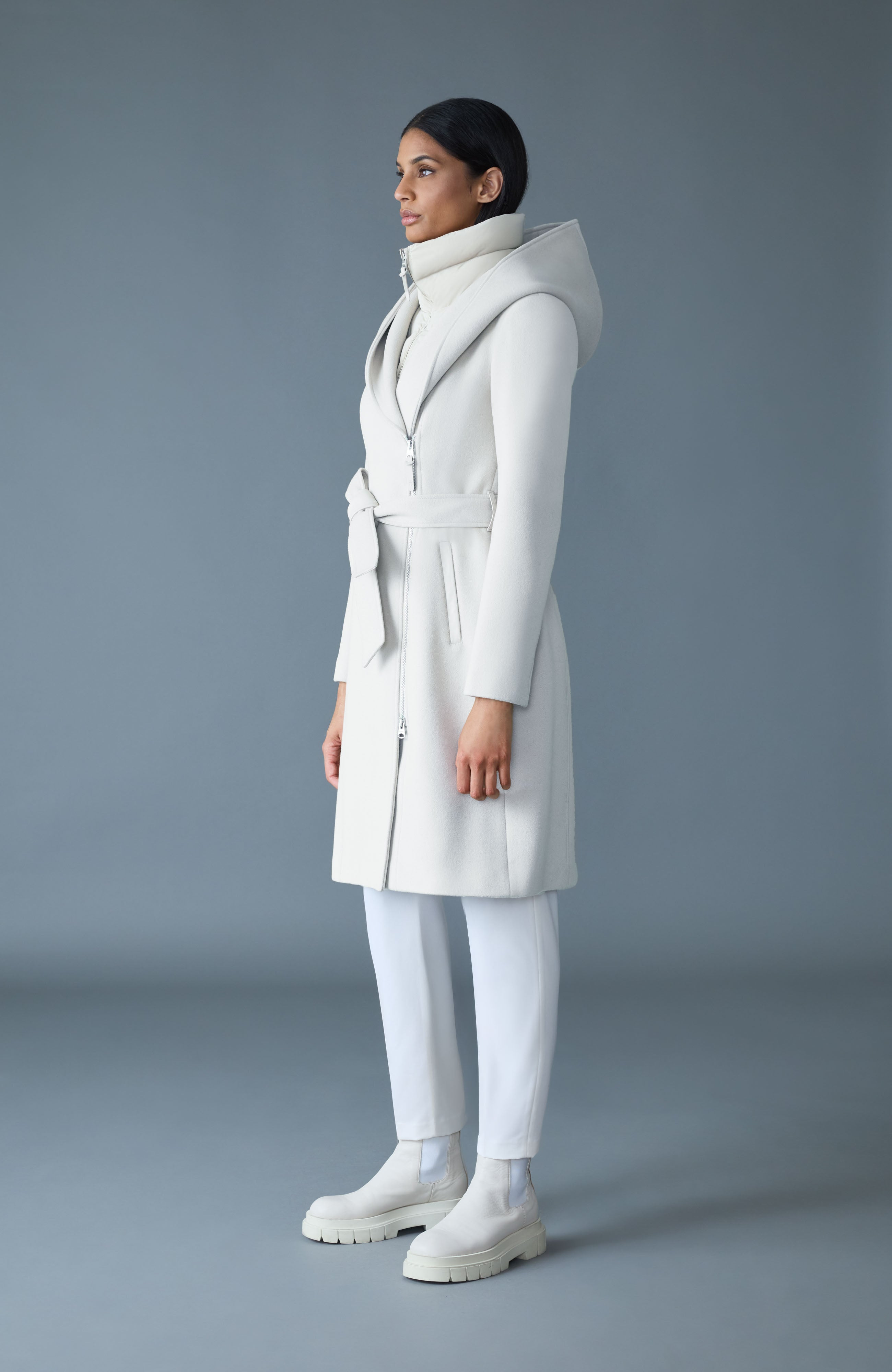 SHIA-SLB 2-in-1 double-face wool coat with removable bib - 4