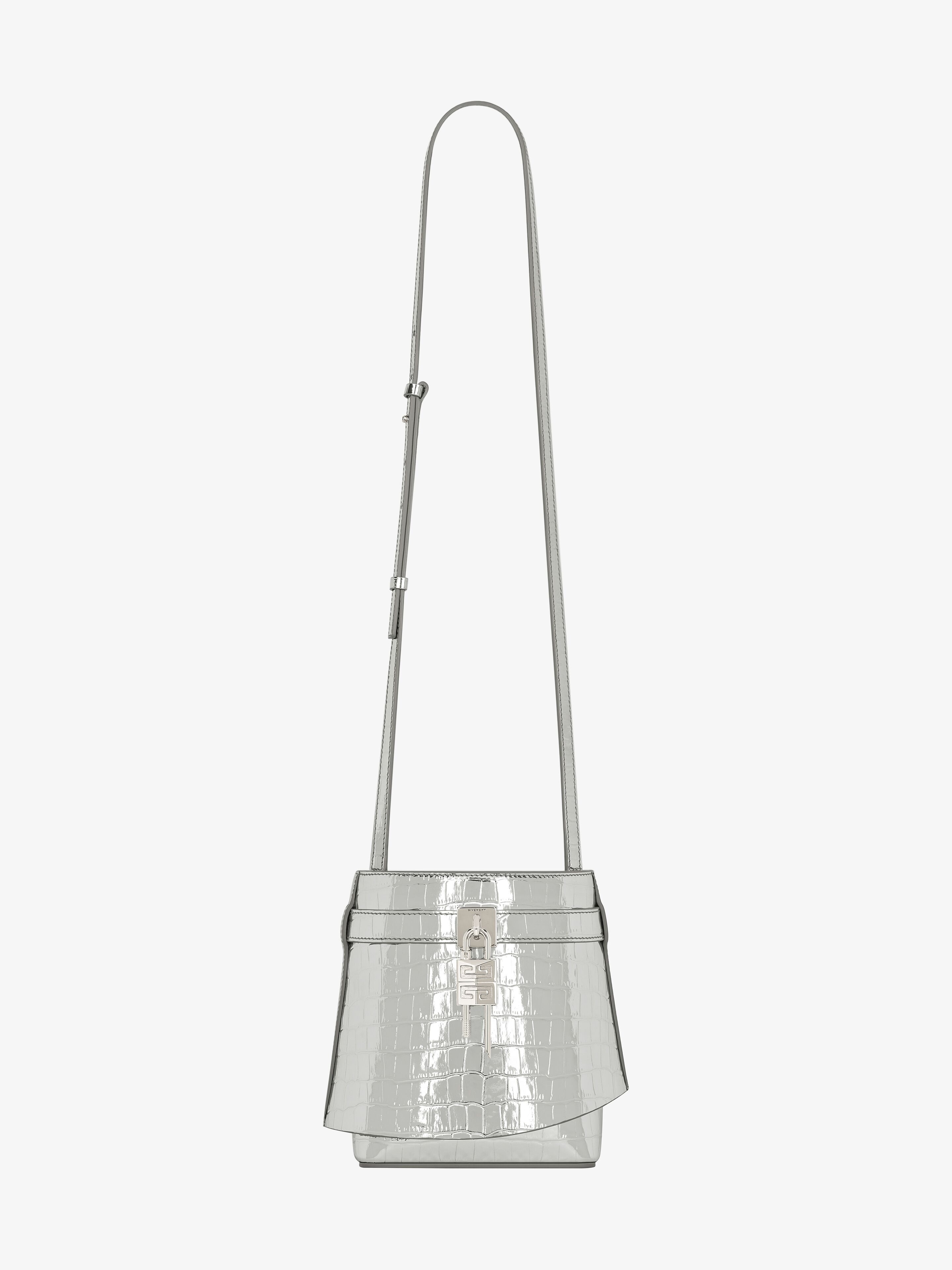 SHARK LOCK BUCKET BAG IN CROCODILE EFFECT LEATHER - 3