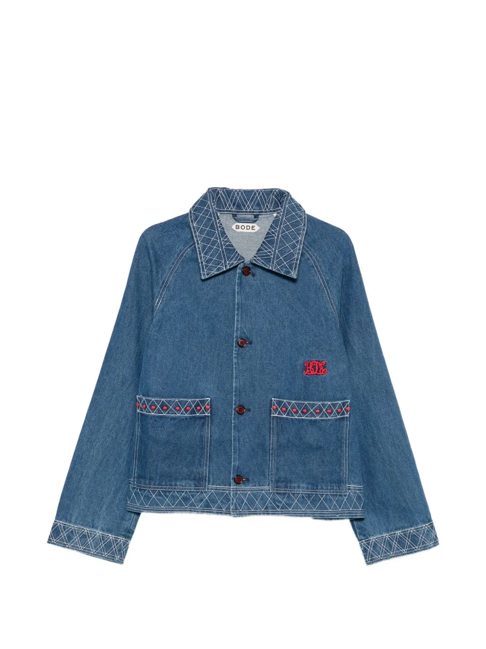 embroidered denim jacket - 1