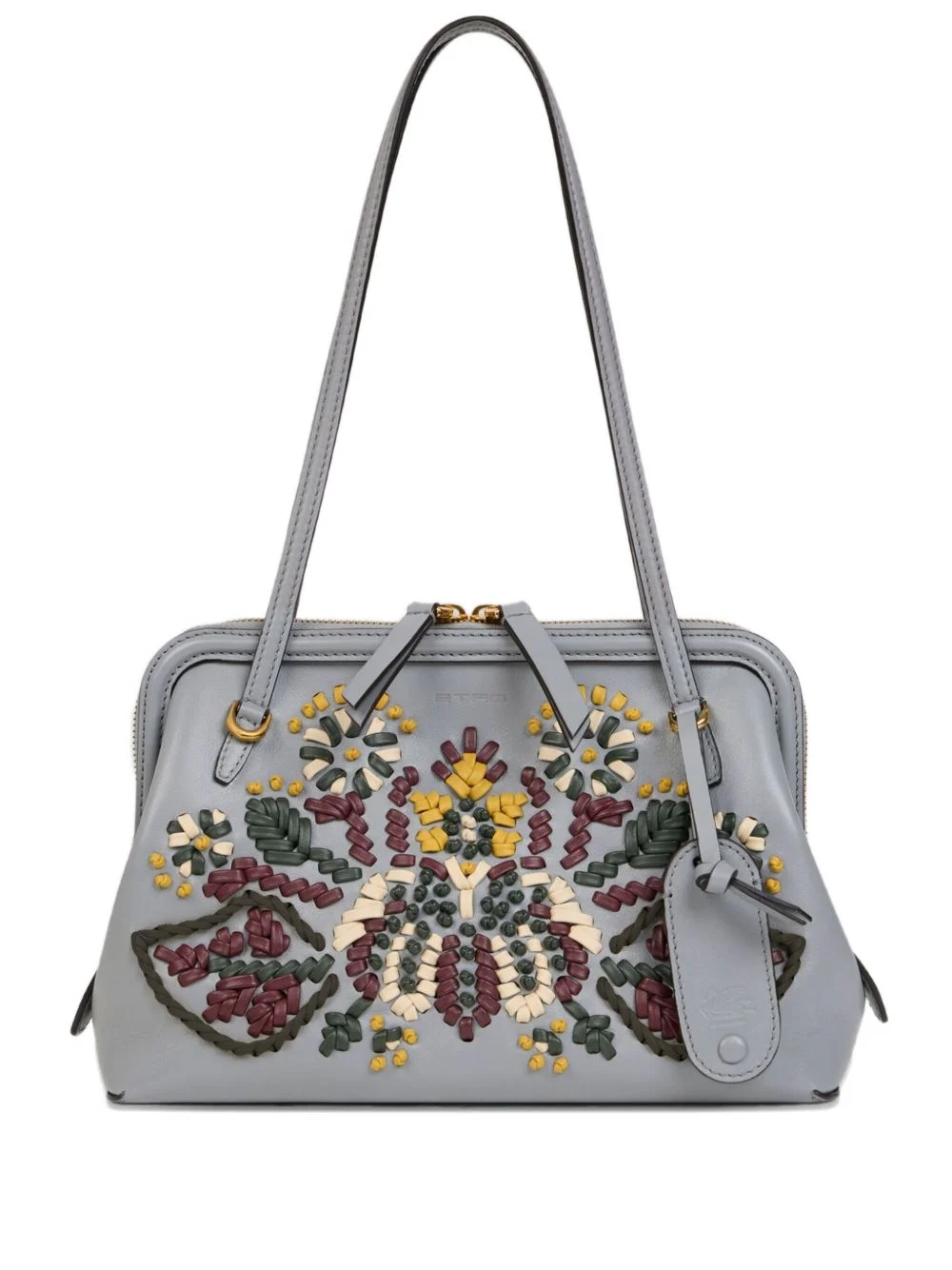 embroidered leather shoulder bag - 1