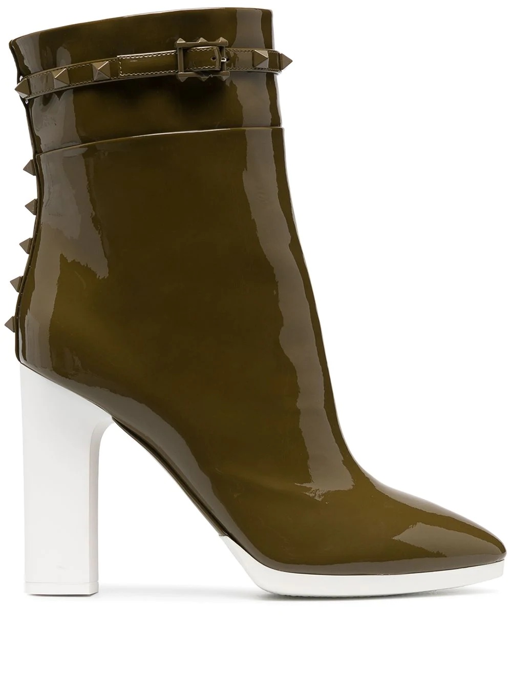 Rockstud block heel ankle boots - 1