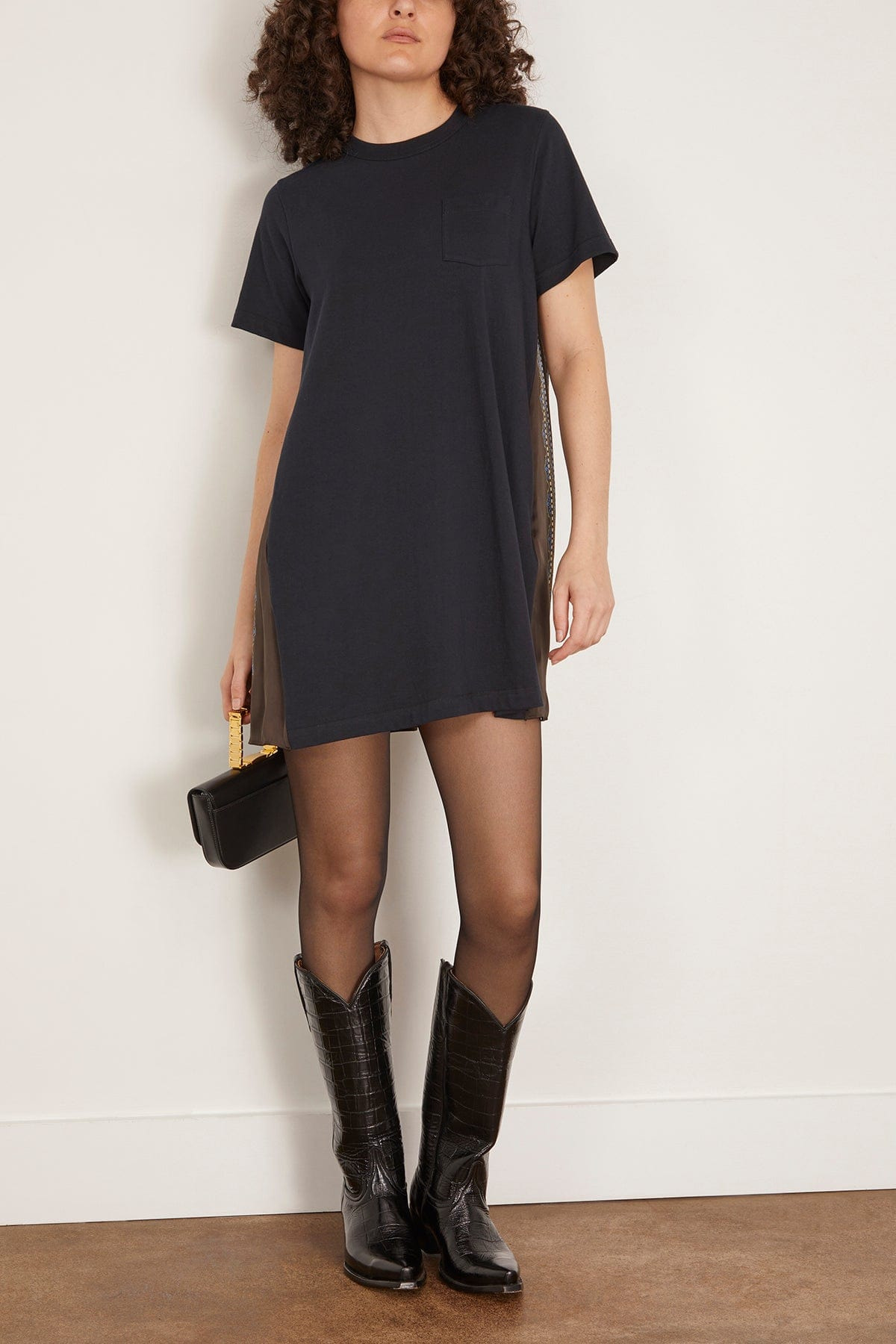 Paisley Print Cotton Jersey Dress in Navy/Khaki - 2