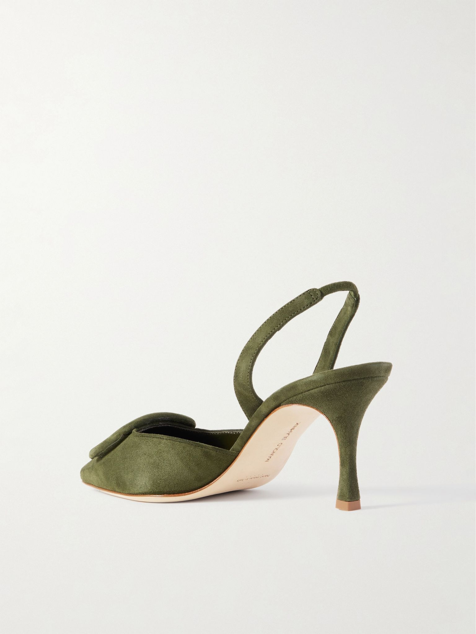 Maysli 70 buckled suede slingback pumps Army green - 3