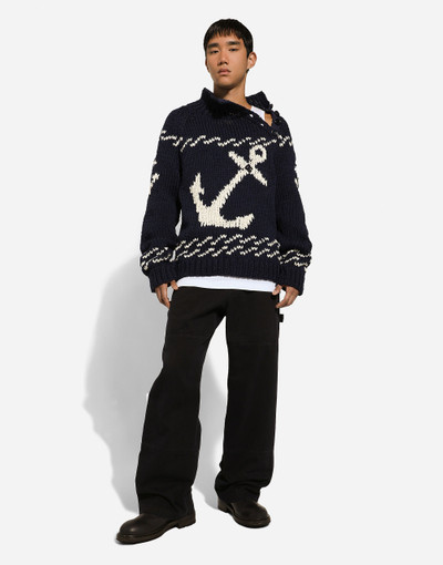 Dolce & Gabbana Marina-print turtle-neck sweater outlook