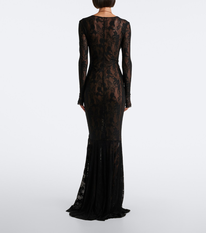 Ruched semi-sheer lace gown 5