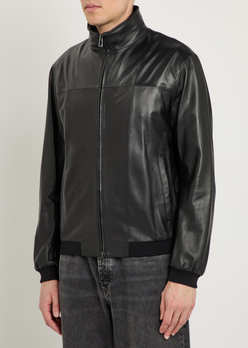 EMPORIO ARMANI Emporio Armani High-neck Leather Jacket outlook